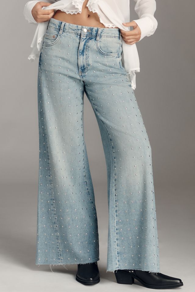 The Adi Mid-Rise Studded Flare Jeans by Pilcro #1