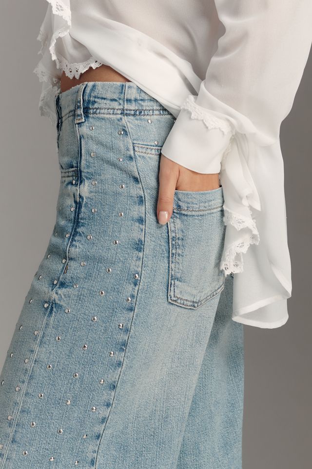 The Adi Mid-Rise Studded Flare Jeans by Pilcro #3