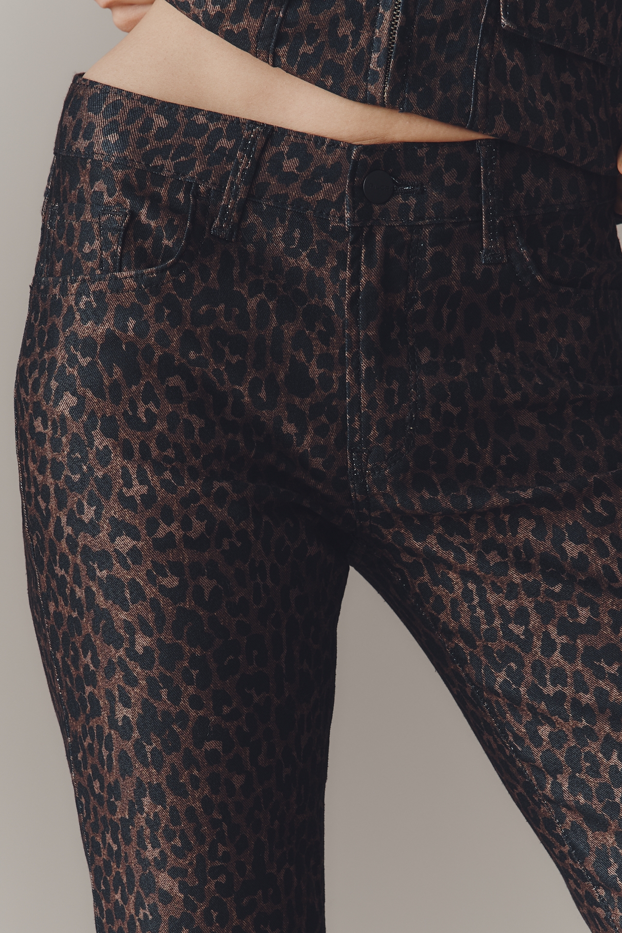 Pilcro High-Rise Animal-Print Flare Jeans