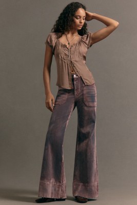 The Rylan Flocked Relaxed High-Rise Flare Jeans by Pilcro