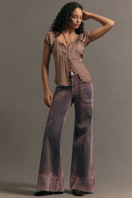 Los Jeans Acampanados de Tiro Alto Relajados Rylan Flocked de Pilcro