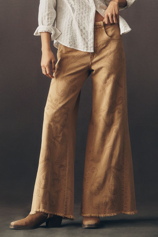 The Adi Embroidered Mid-Rise Flare Jeans by Pilcro #1