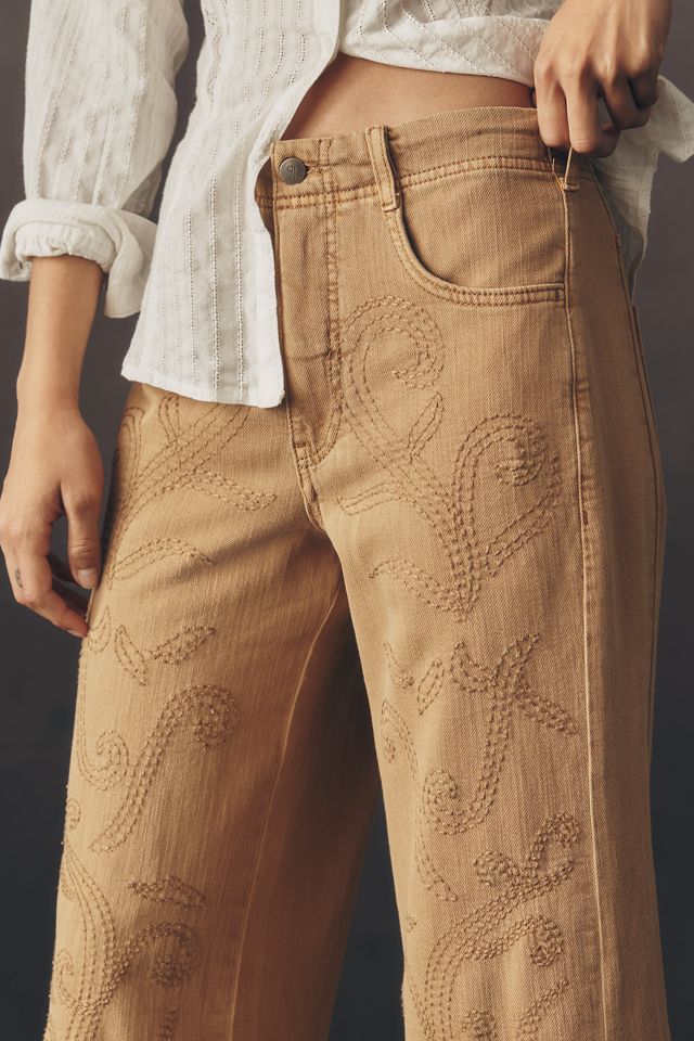 The Adi Embroidered Mid-Rise Flare Jeans by Pilcro #3