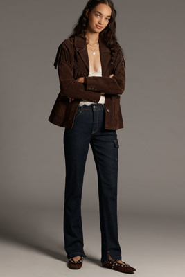 Pilcro Dylan Mid-rise Puddle Straight-leg Jeans In Blue