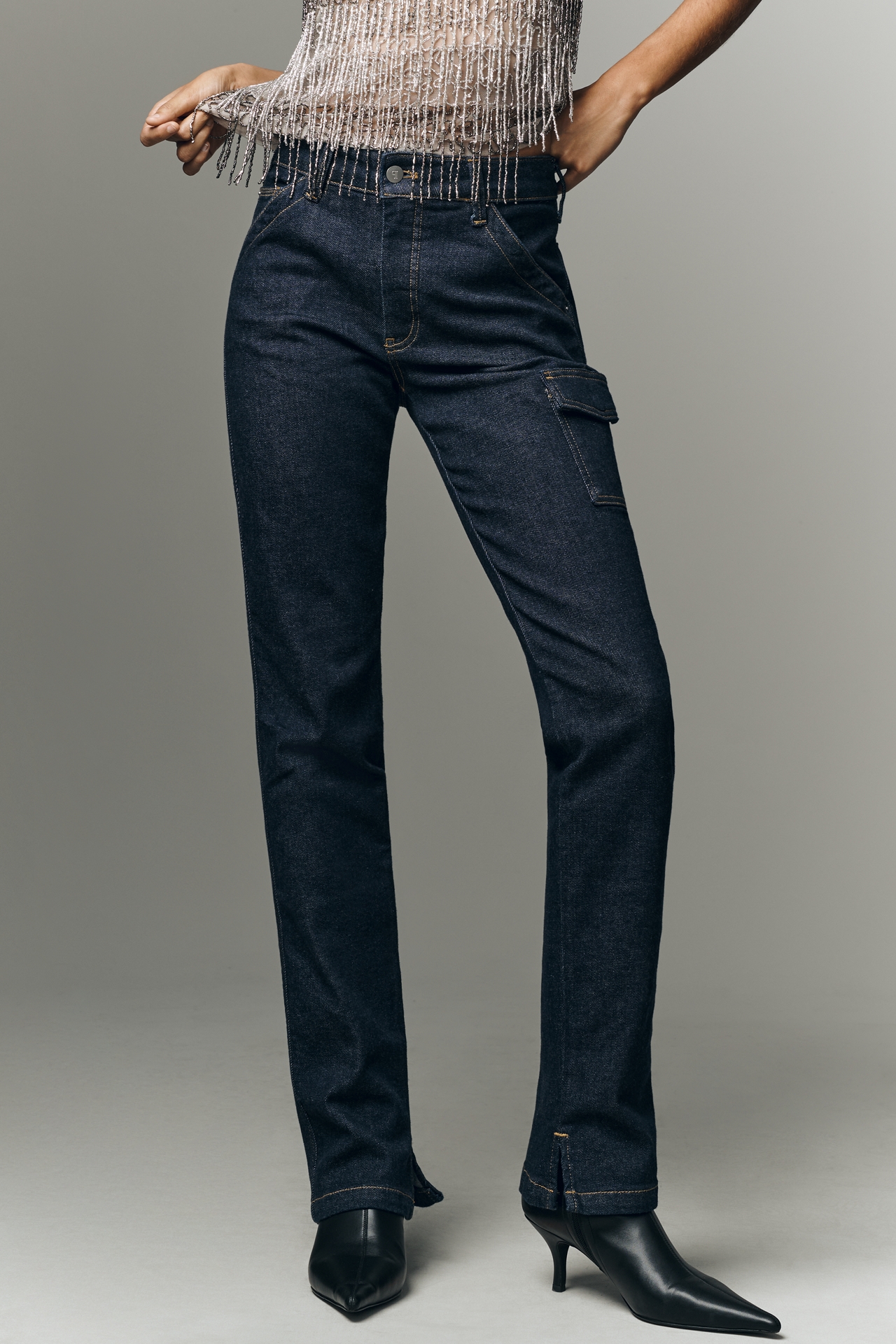 Pilcro Dylan Mid-Rise Puddle Straight-Leg Jeans