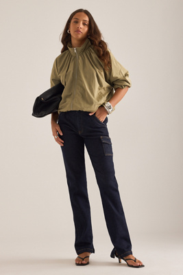 Pilcro Dylan Mid-Rise Puddle Straight-Leg Jeans