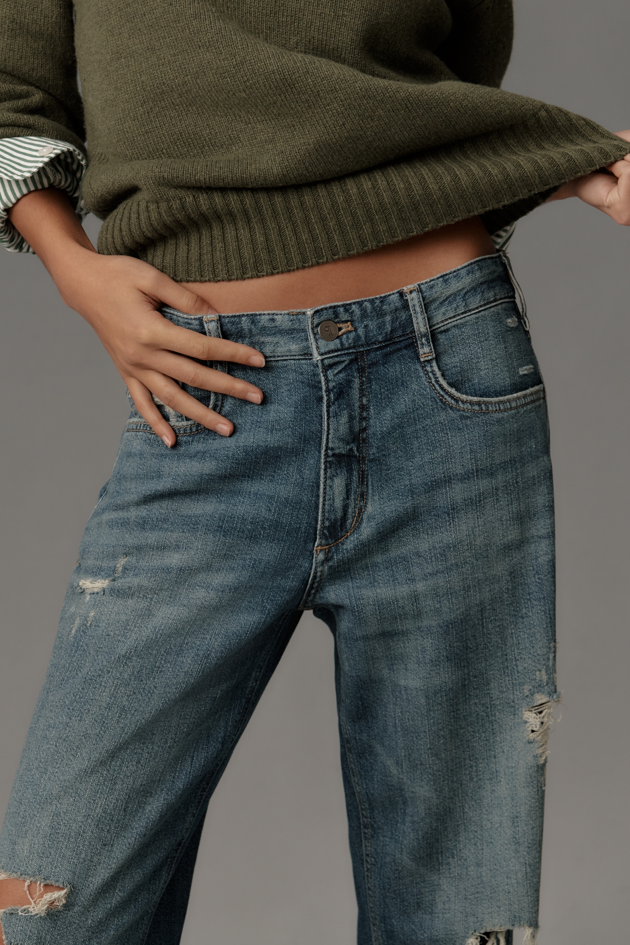 Pilcro Regenerative Cotton Baggy Boyfriend Mid-Rise Relaxed Jeans