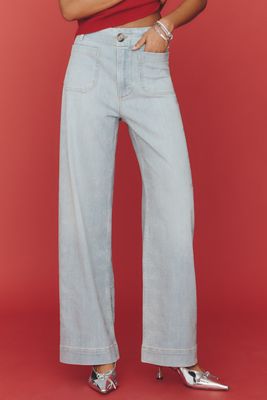 Maeve Colette Sparkle High-Rise Wide-Leg Cropped Jeans
