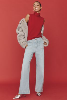 Maeve Colette Sparkle High-Rise Wide-Leg Cropped Jeans