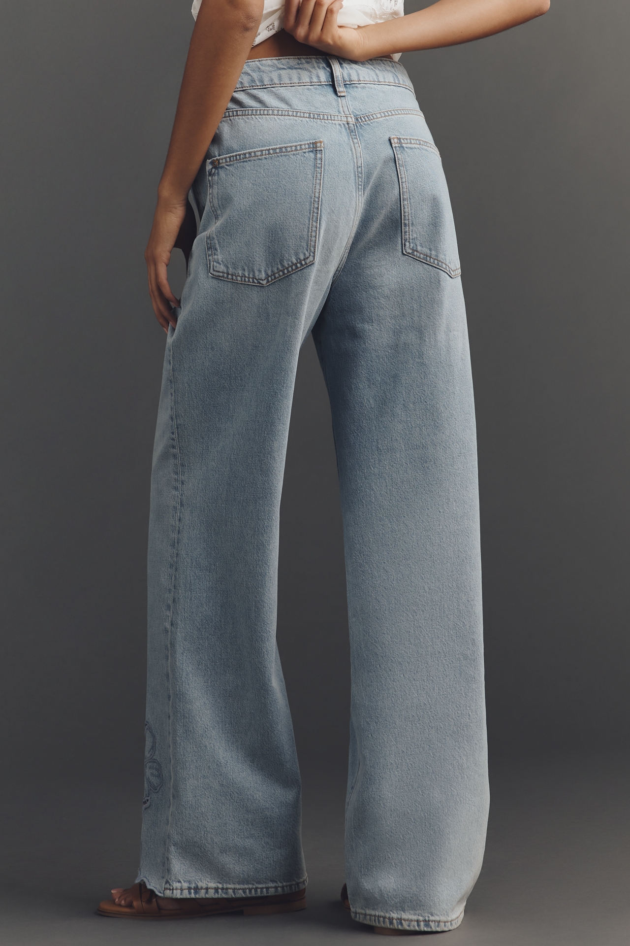 The Austyn High-Rise Wide-Leg Embroidered Jeans by Pilcro