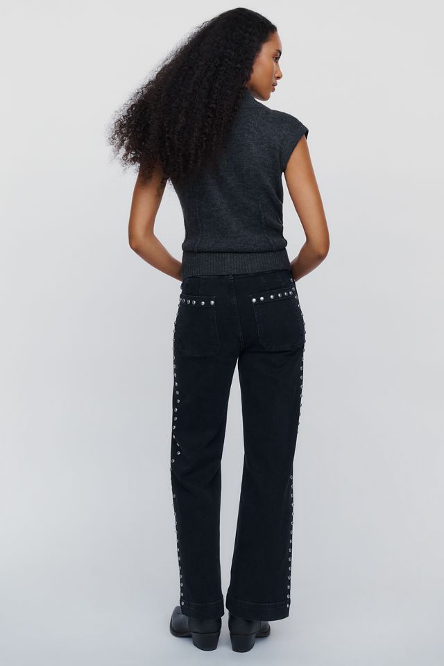 Jean Colette à taille haute, jambe large et clous par Maeve #3