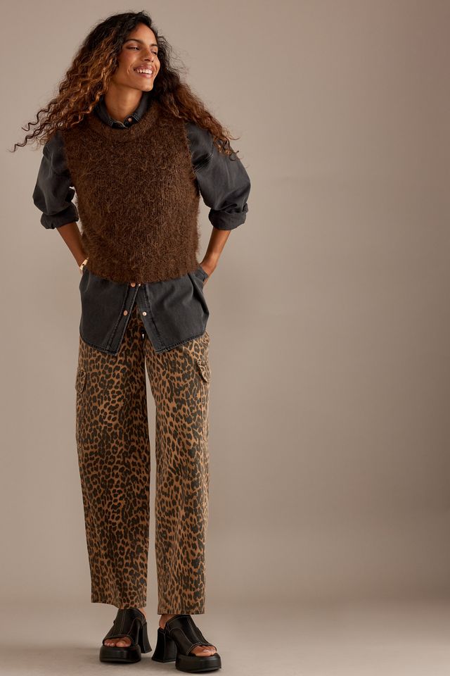 Damson Madder Leopard Wide-Leg Cargo Jeans | Anthropologie UK