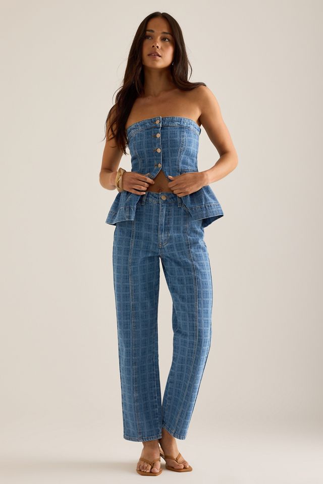 Damson Madder Tovie Laser Check Mid-Rise Jeans #4