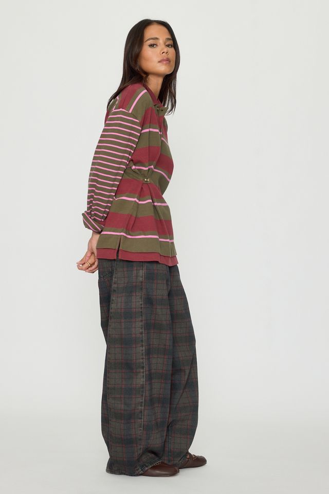 Damson Madder Erika Check Mid-Rise Barrel Jeans #1