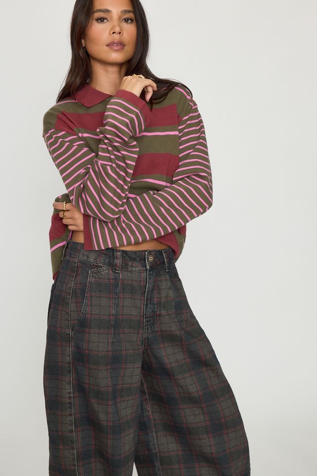 Damson Madder Erika Check Mid-Rise Barrel Jeans #2