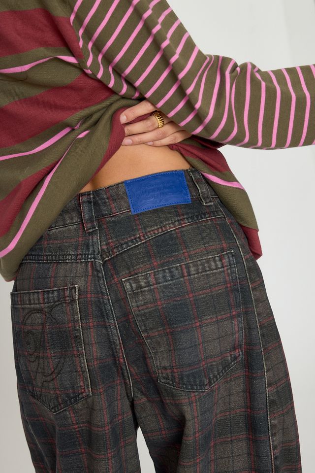 Damson Madder Erika Check Mid-Rise Barrel Jeans #3
