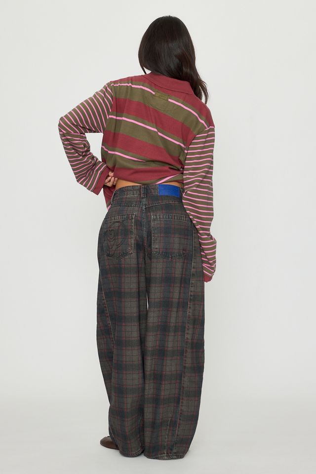 Damson Madder Erika Check Mid-Rise Barrel Jeans #4