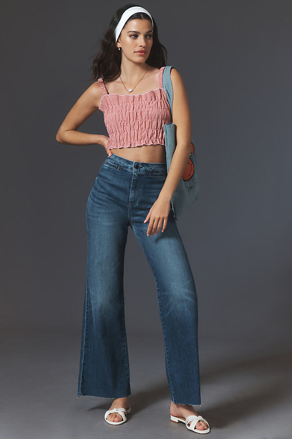Shop Askk Ny Cropped Brighton High-rise Wide-leg Jeans In Blue