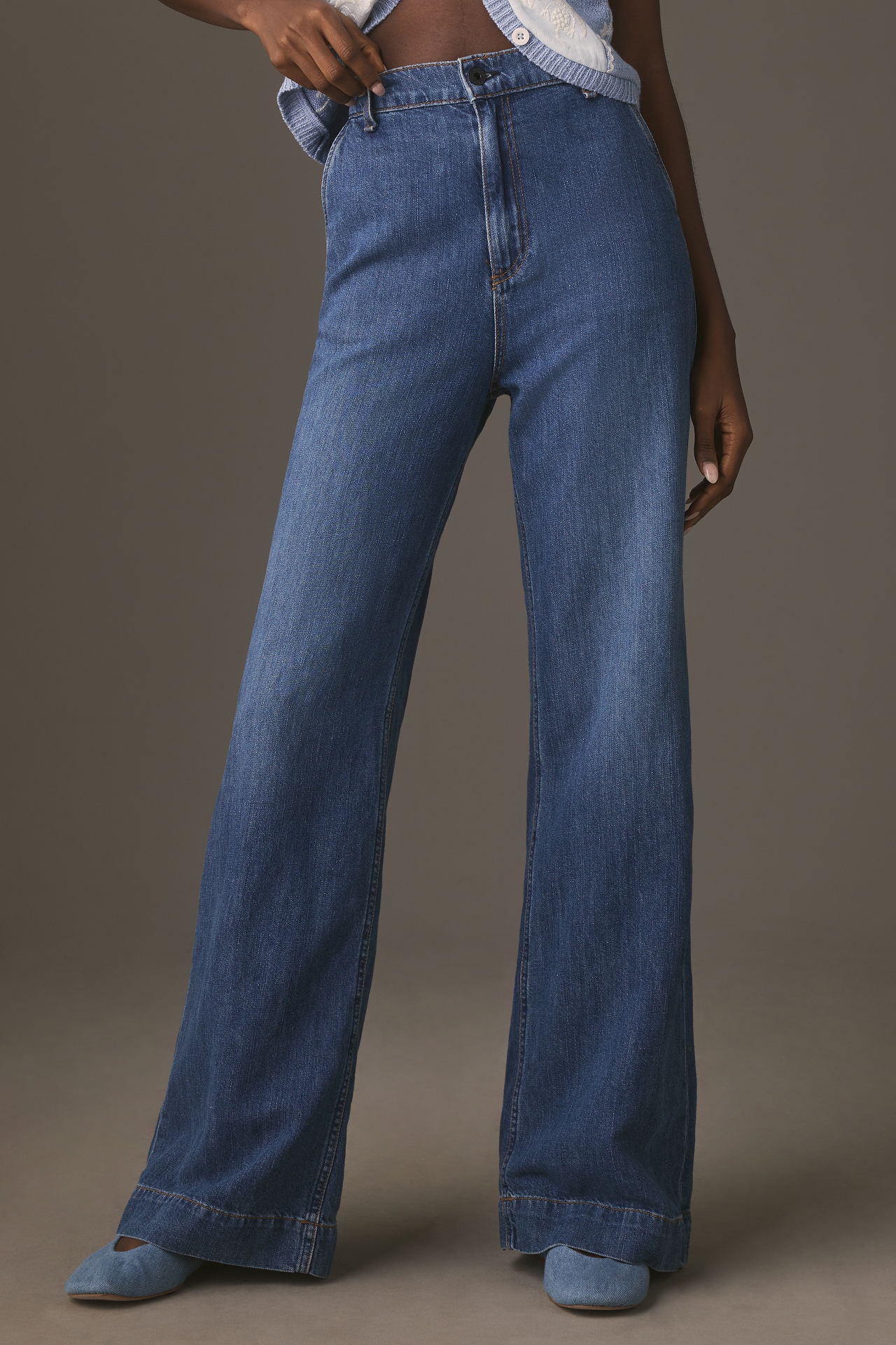 ASKKNY Denim Trouser Mid-Rise Wide-Leg Jeans