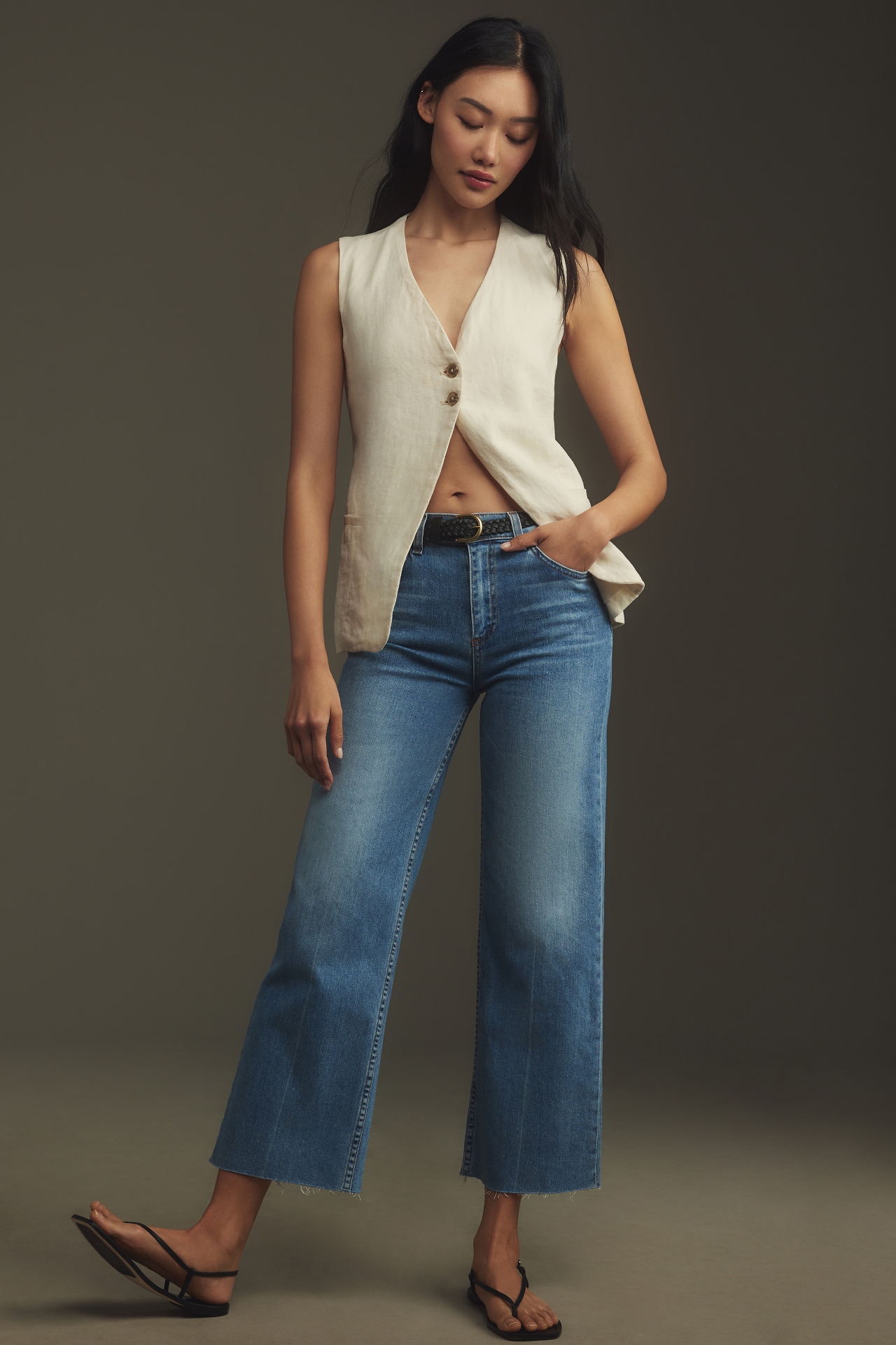 ASKK NY Crop High-Rise Wide-Leg Jeans