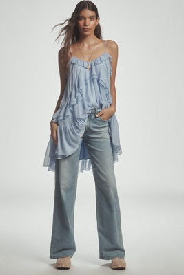 Askk Ny Pistachio Mid-rise Wide-leg Jeans In Blue