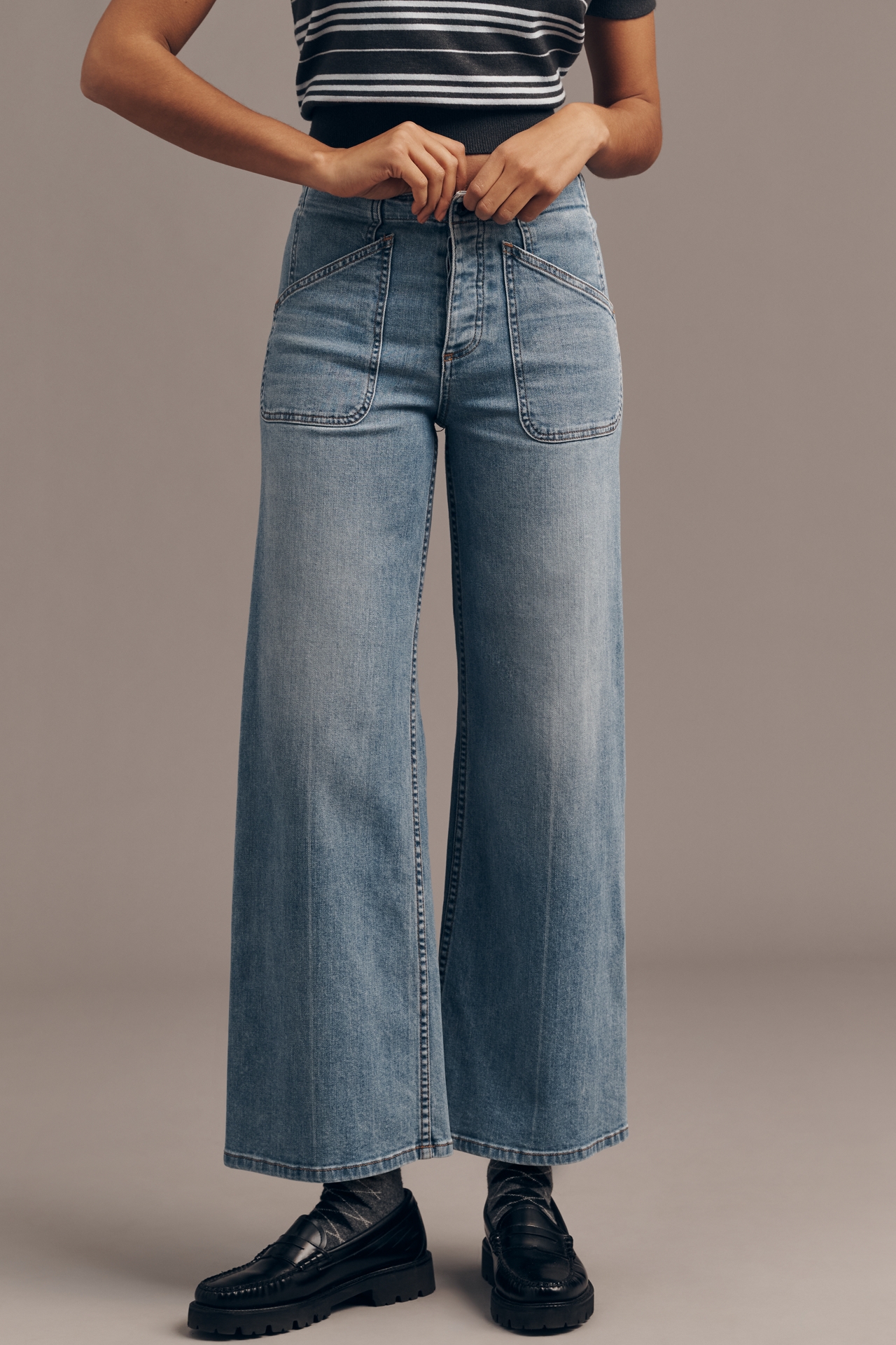 ASKKNY Jam Ankle Mid-Rise Wide-Leg Jeans