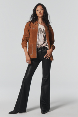 Askk Ny Bond Street High-rise Coated Flare Jeans In Black
