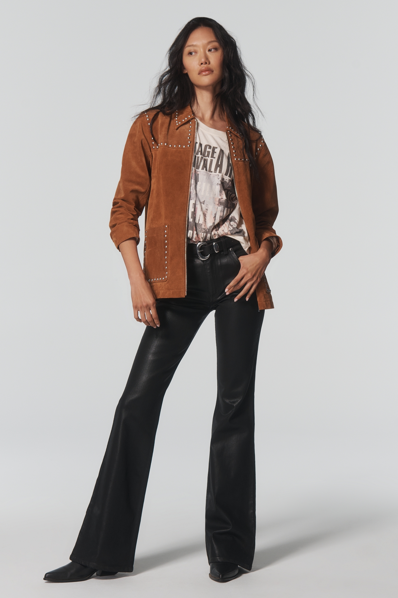 ASKK NY Bond Street High-Rise Coated Flare Jeans