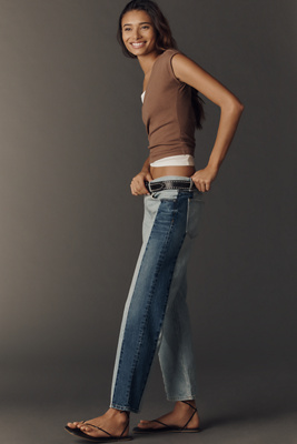 Askk Ny Low-rise Straight-leg Reworked Two-tone Jeans In Blue