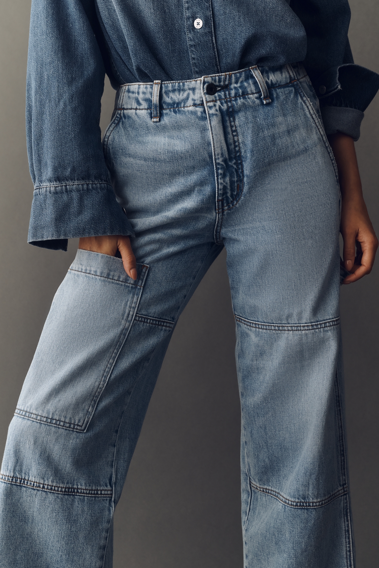 ASKK NY Carpenter High-Rise Crop Wide-Leg Jeans