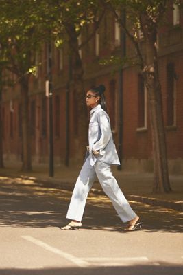 The Keira Collared Button-Front Blouse by Pilcro: Tuxedo Edition