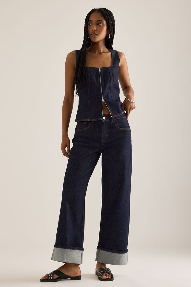 By Anthropologie Polierte Weite Jeans mit Umschlag #1