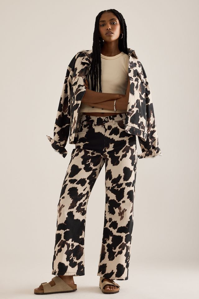 By Anthropologie Cow Print Straight-Leg Jeans #2