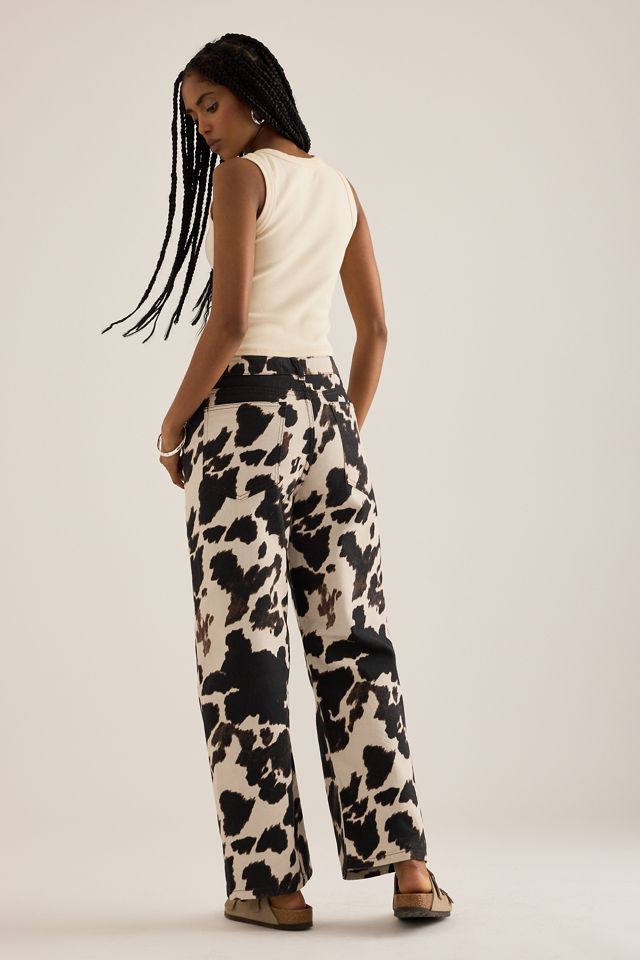 By Anthropologie Cow Print Straight-Leg Jeans #3