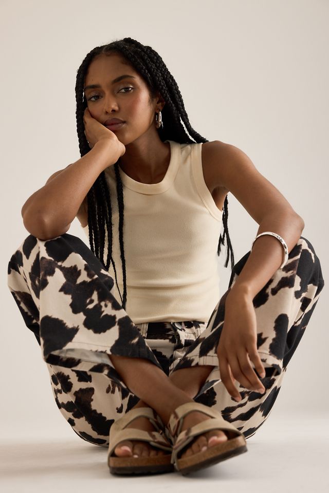 By Anthropologie Cow Print Straight-Leg Jeans #5