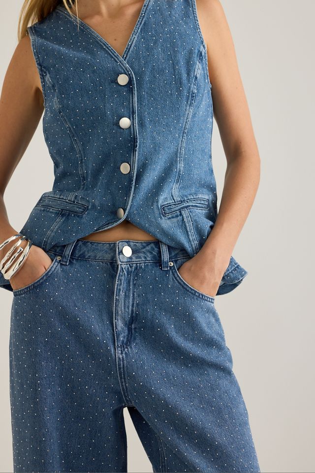 By Anthropologie Glitzer Weites Bein Jeans #4