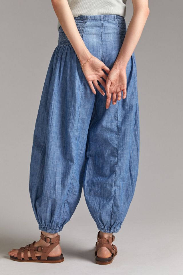 Pilcro Ultra High-Rise Chambray Harem Pants | Anthropologie