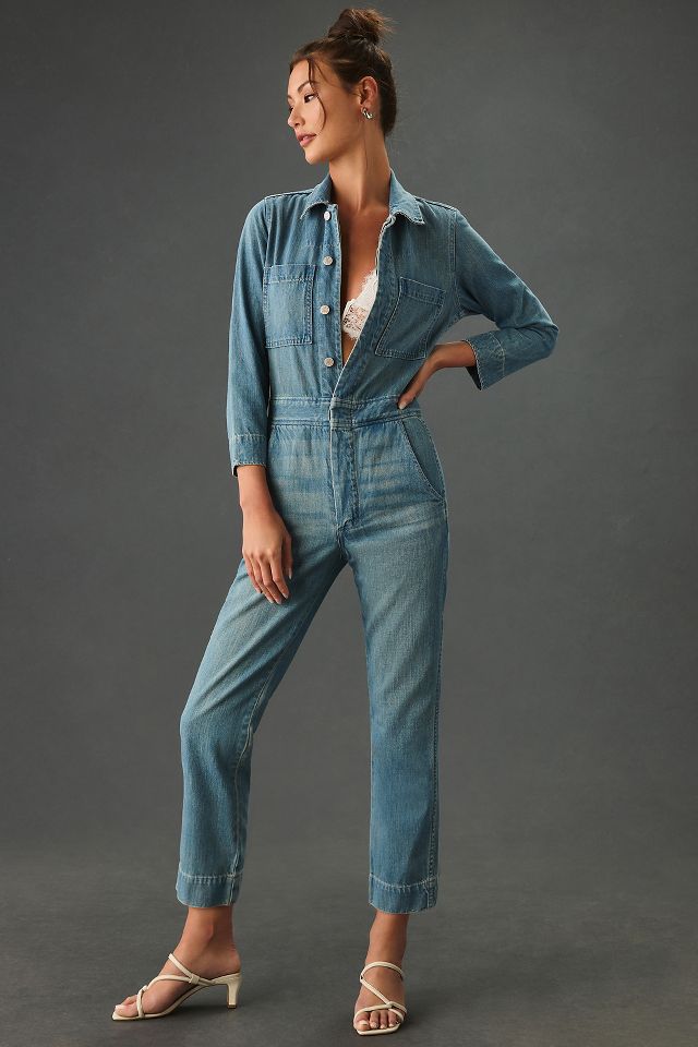 Ready To Go Denim Jumpsuit in Indigo