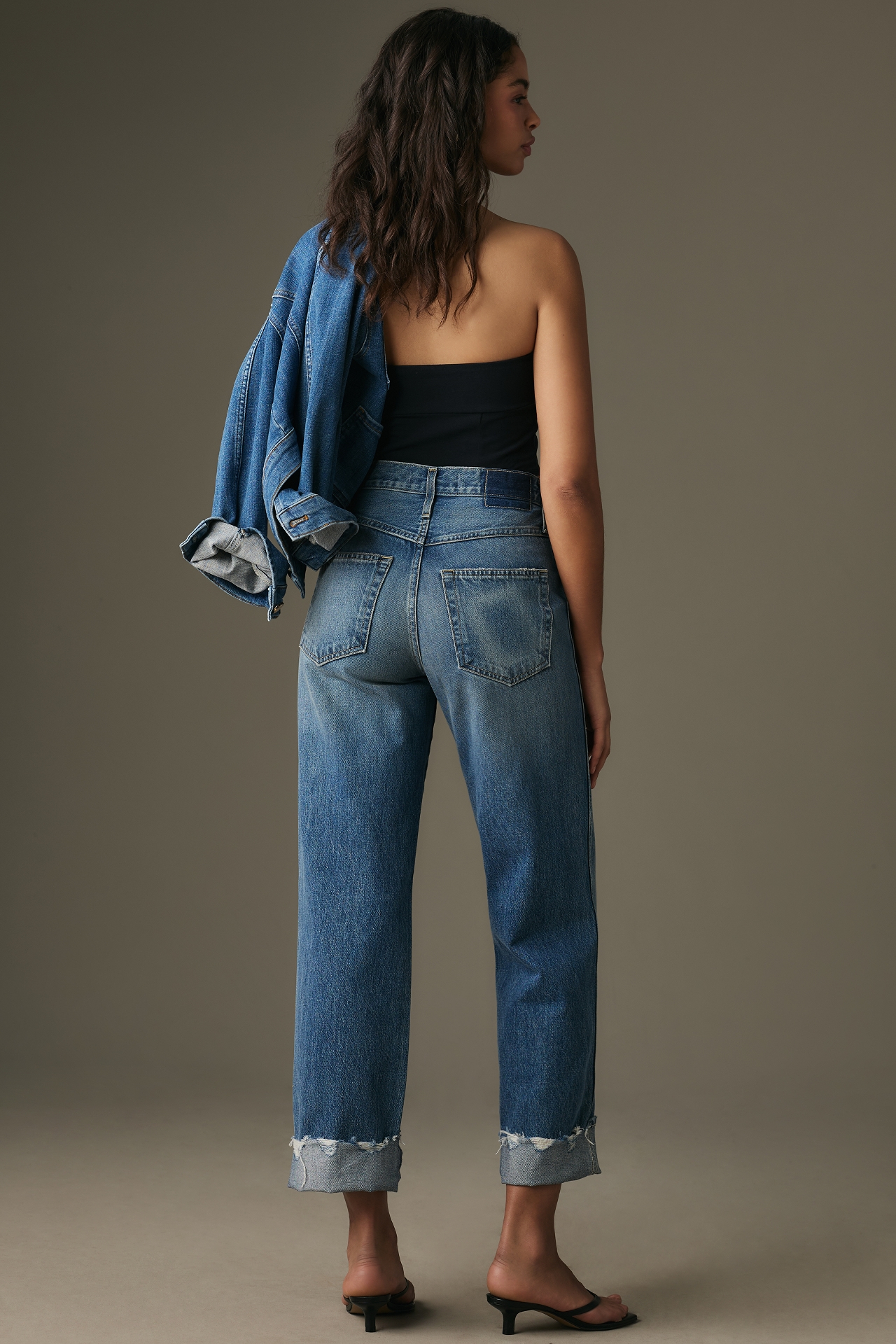 AMO Sonia Cuffed Mid-Rise Straight-Leg Jeans