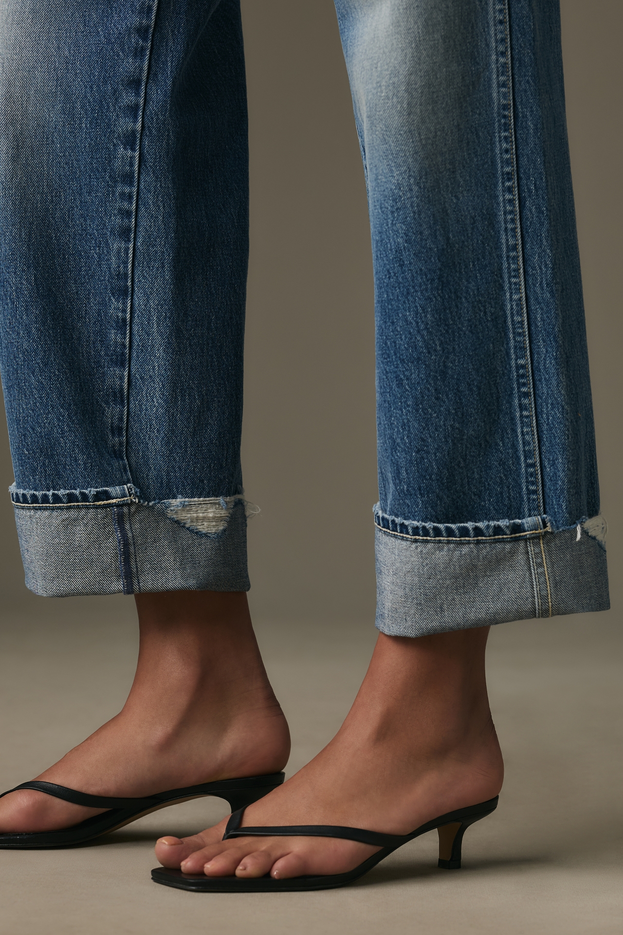 AMO Sonia Cuffed Mid-Rise Straight-Leg Jeans