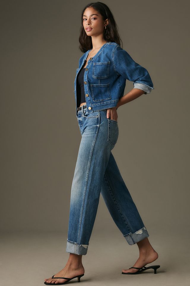 AMO Sonia Cuffed Mid-Rise Straight-Leg Jeans #4