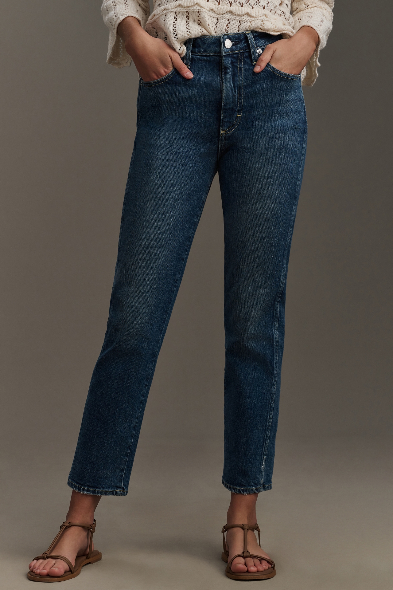 AMO Chloe High-Rise Straight-Leg Crop Jeans