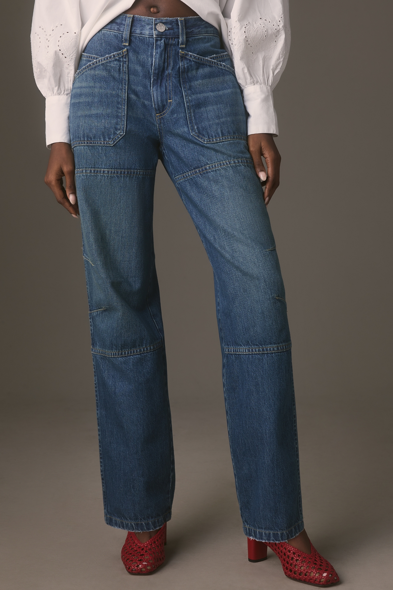 AMO Doris Utility Mid-Rise Straight-Leg Jeans