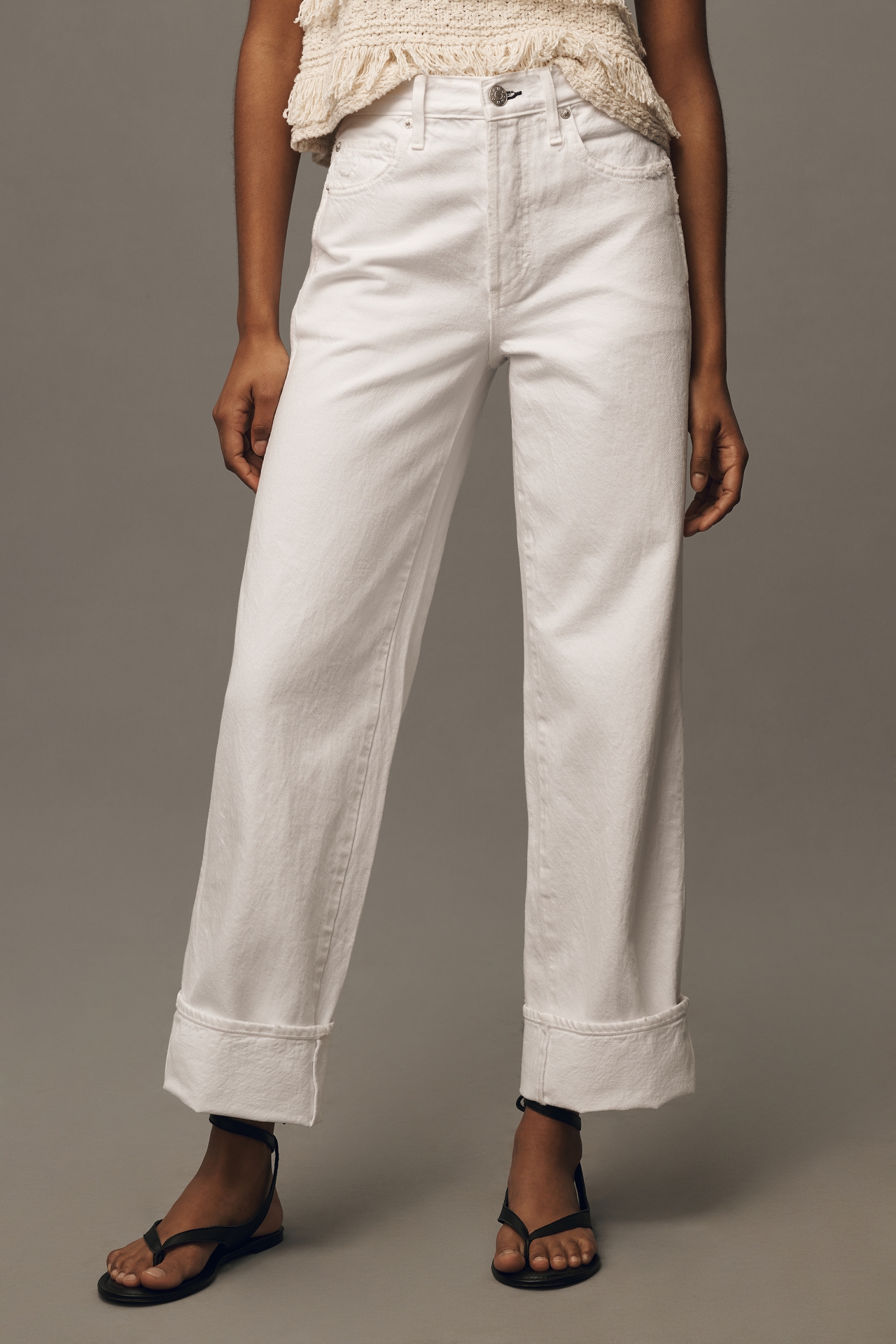 AMO Sonia Cuffed High-Rise Straight-Leg Jeans