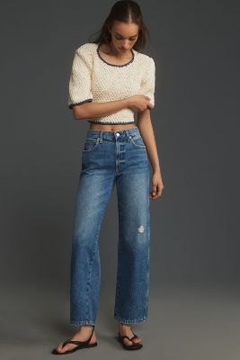 Shop Amo Billie Mid-rise Straight-leg Jeans In Blue