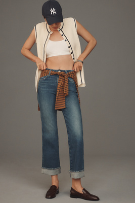 Shop Amo Rosa Mid-rise Cuffed Flare Jeans