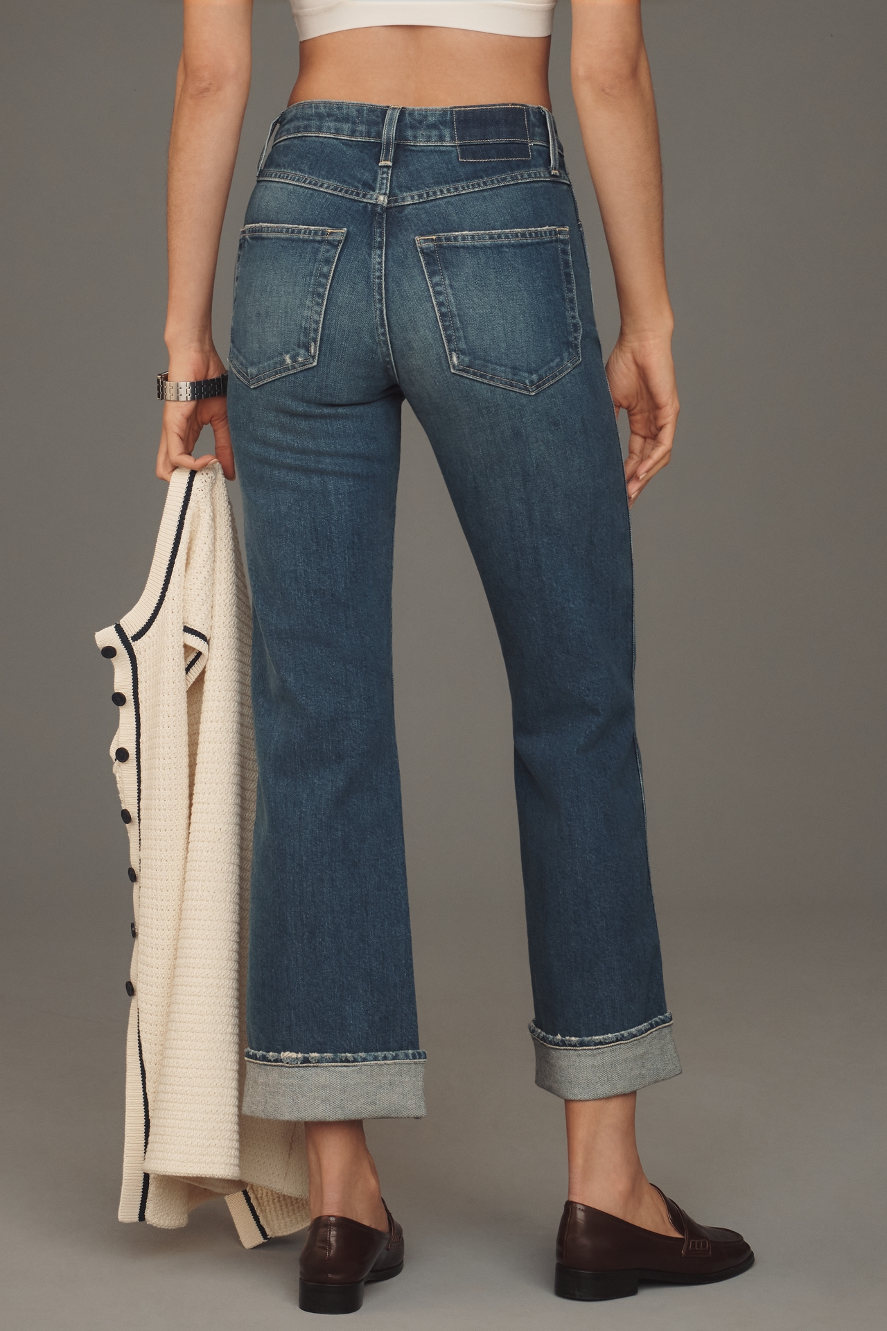 AMO Rosa Mid-Rise Cuffed Flare Jeans