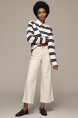 Amo Marjorie Mid-rise Crop Wide-leg Jeans In White