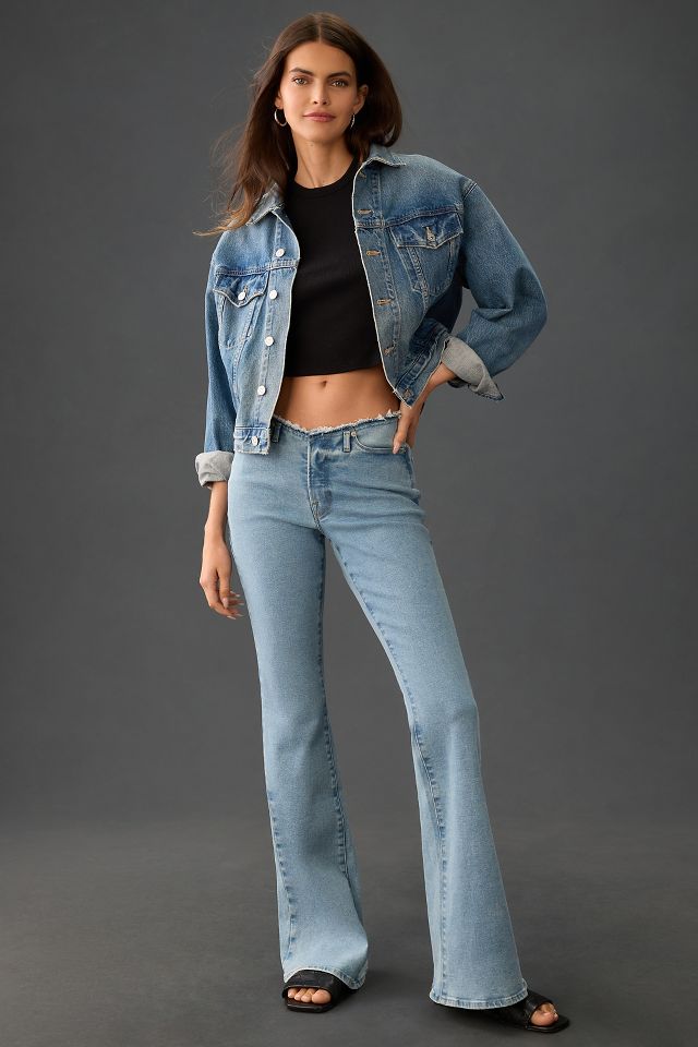 Good American Good Legs Low-Rise Flare Jeans | Anthropologie