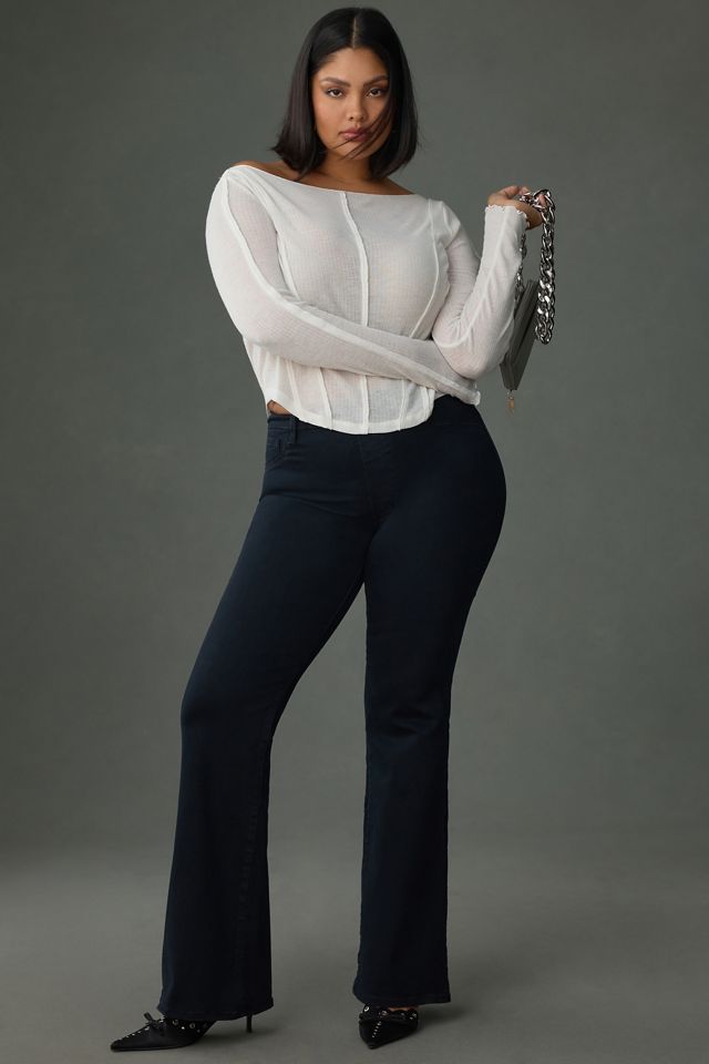 Good American Pull-On High-Rise Flare Jeans #4